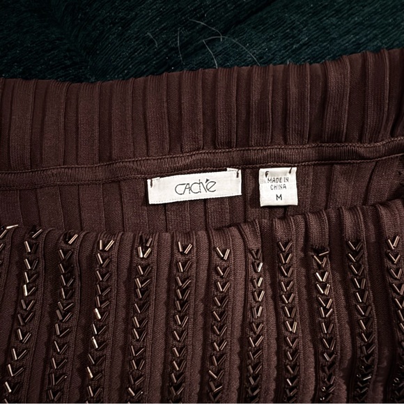 Cache Brown Ribbed Women's Top - Picture 4 of 5